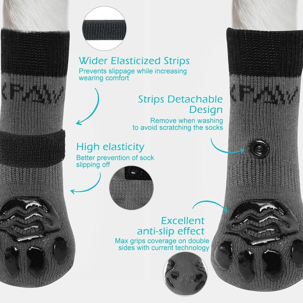 Anti Slip Dog Socks to Prevent Licking Paws, Dog Shoes for Hot Pavement, Dog Booties for Small Medium Large Senior Dogs, Traction Control Boots & Paw Protectors for Hardwood Floors