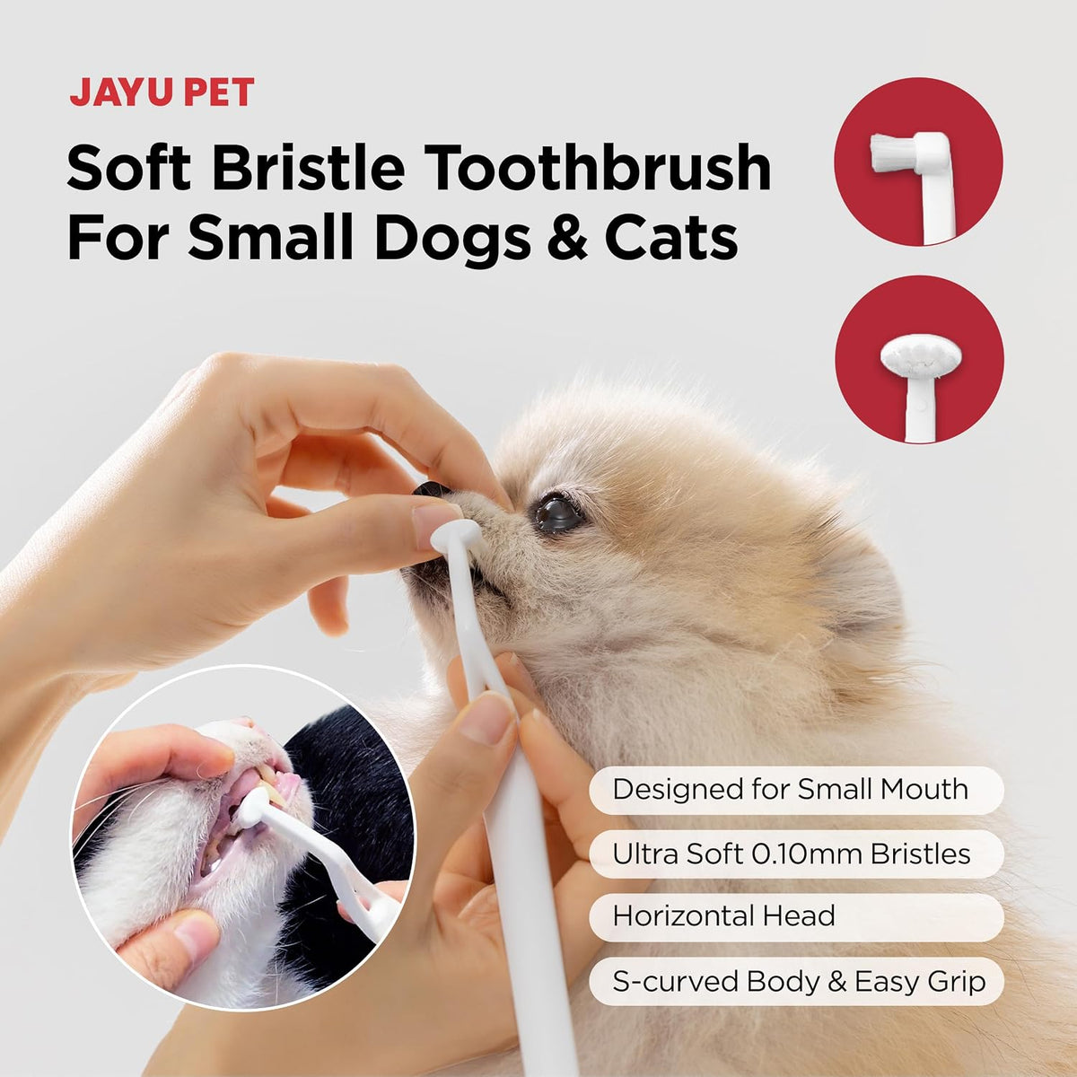 JAYU PET Dental Care Brush with Soft Bristles 1ea