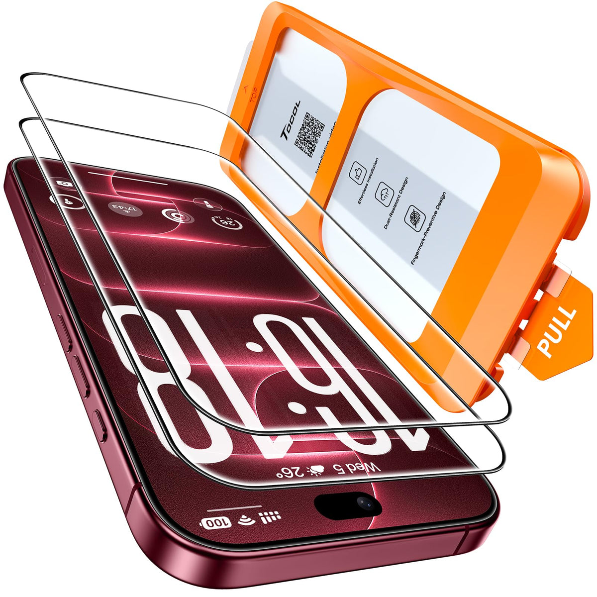 TOCOL for iPhone 15 Pro Screen Protector, Easy Installation