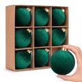9pcs Large Velvet Christmas Balls Ornaments (Red,3.15'')
