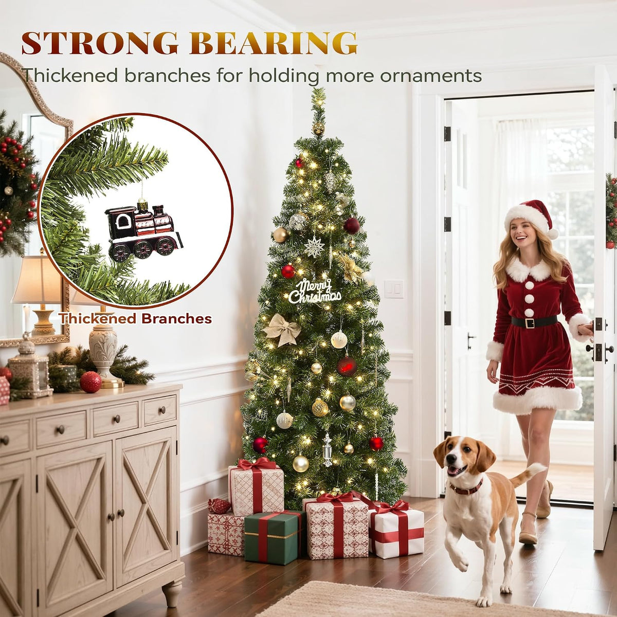 YITAHOME Prelit Green Pencil Christmas Tree 6 FT with Remote