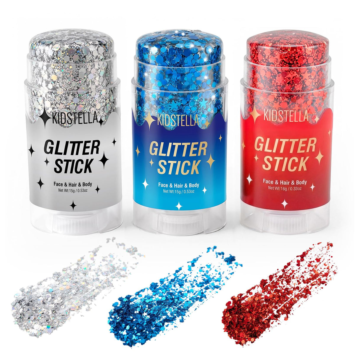 Halloween Body Glitter Stick for Face and Hair, Bat Cross Ghosts Sequins