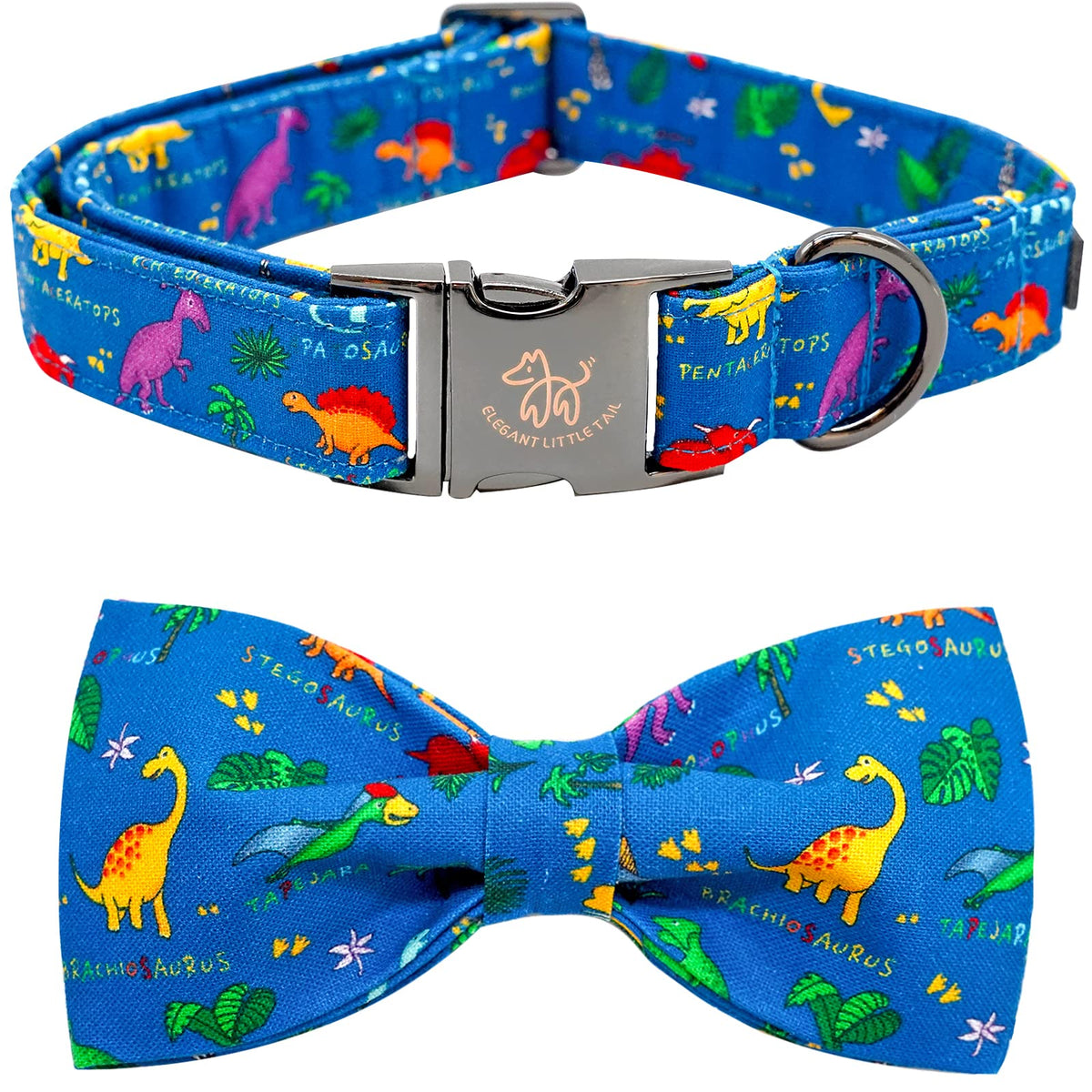 Fall Dog Collar with Bow, Black and Orange Print Fall Pet Collars Small