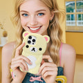 IAIYOXI Soft Silicone Bear Case for iPhone 15, Cute 3D Cartoon Teddy Bear Designed, Protective Lovely Fun Adorable Fashion Phone Case, Kawaii Cover for Women Girls Kids, Yellow