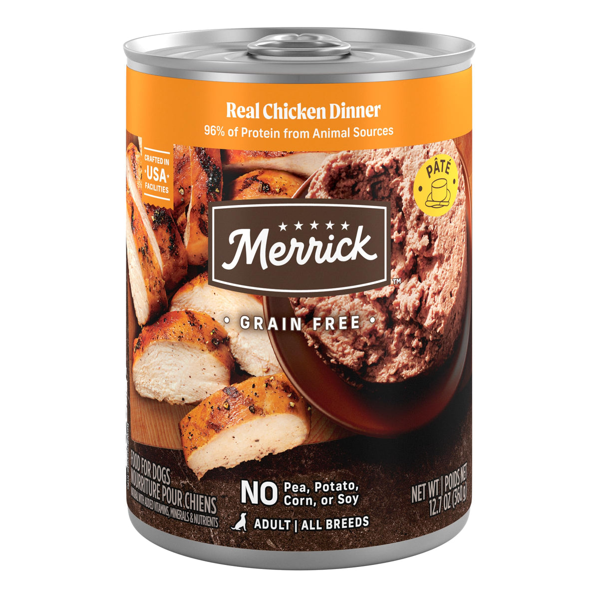 Merrick Grain Free Premium And Natural Canned Dog Food, Soft And Healthy Poultry Free Wet Recipe, Real Beef Lamb And Bison - (Pack of 12) 12.7 oz. Cans