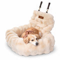Pelsbarn Luxurious Cozy Car Dog Bed, Faux Fur Travel Bed, Brown, S