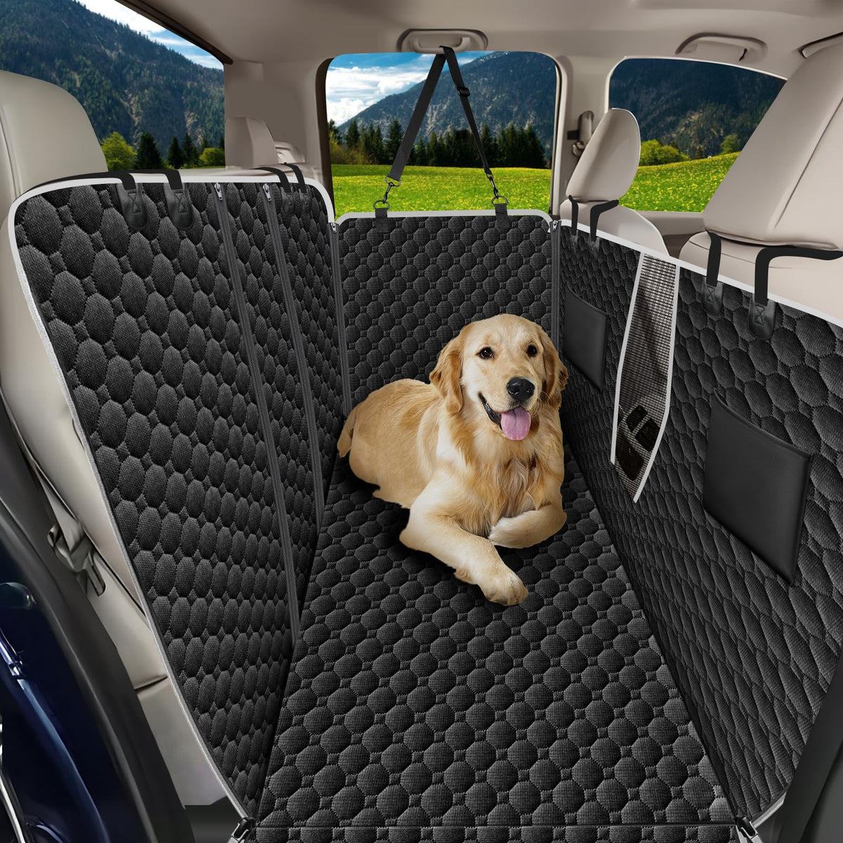 Mancro Dog Car Seat Cover for Back Seat, Waterproof Dog Hammock for Car