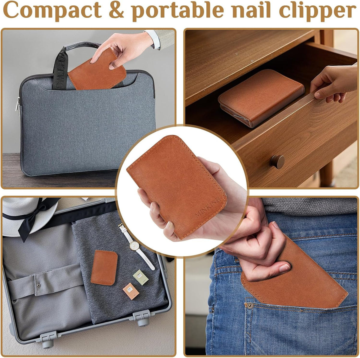 MINKINH Manicure Set Professional Nail Clipper Kit-26 Pieces, Brown | Stainless Steel Manicure Kit, Nail Care Tools with Travel Case for Men & Women, Hand & Foot Care, Gift for Family & Friends