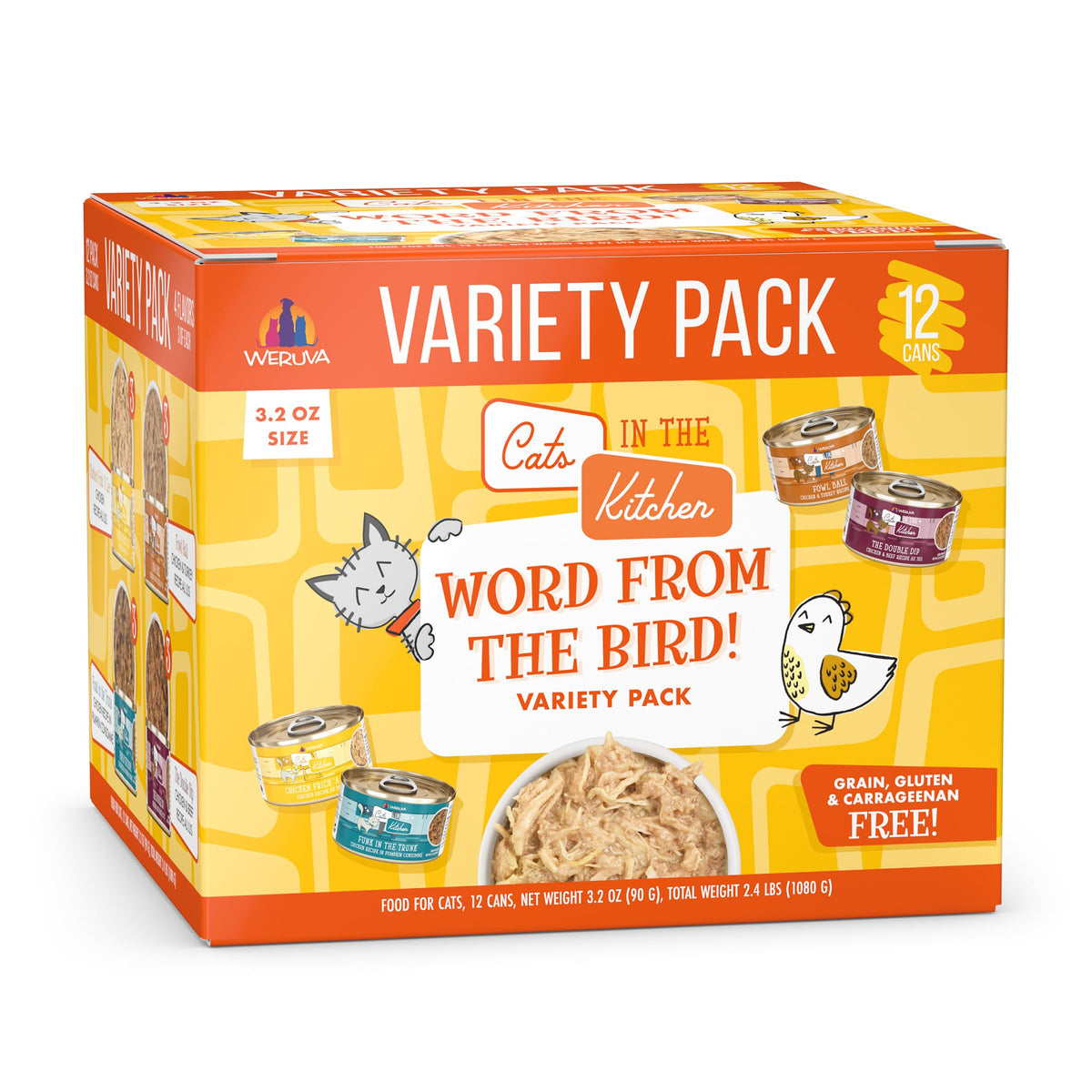Weruva Cats in The Kitchen, Kitchen Cuties Variety Pack, Wet Cat Food, 3.2oz Can (Pack of 12)