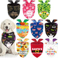 Weewooday 9 Pcs Holiday Dog Bandanas Halloween Trick or Treat Thanksgiving Christmas Bandanas Birthday Scarf Adjustable Large Pet Washable Scarves for Medium Boy Costume Supply