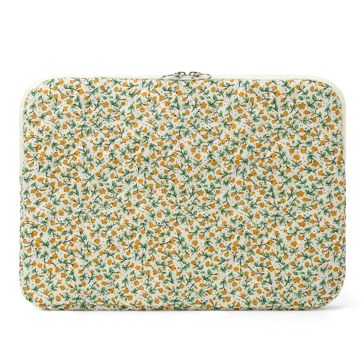 Puffy Laptop Sleeve 13 Inch Cute Quilted Laptop Protective Case Padded Floral Computer Sleeve for MacBook (A-Blue, 13 Inch)