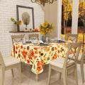 Rectangle Waterproof Vinyl Table Cloth, Wipeable Tablecloth with Flannel Backing, Plastic Table Cover for Fall, Thanksgiving (Pumpkin, 52" x 70")