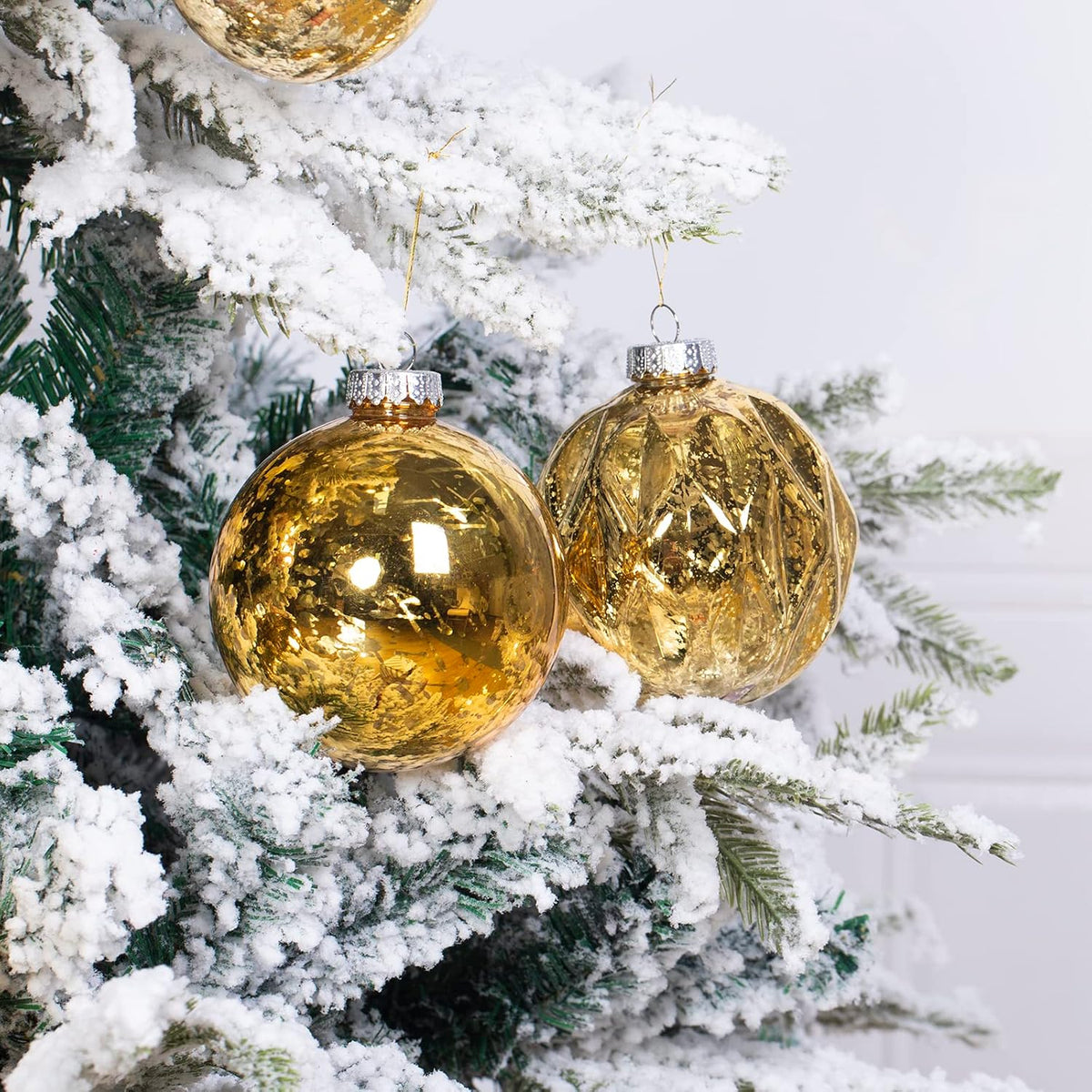 Extra Mercury Hanging Shatterproof Tree Ball Christmas Ornaments(Gold, 4 inch/4 Pcs)