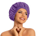 Edoneery Reusable Shower Caps for Women, Waterproof Long Hair Bonnet | Washable Design, Wide Elastic Band, Large Fit, Holds Long Hair, Braids Friendly, Bath Accessories, Spa, Travel