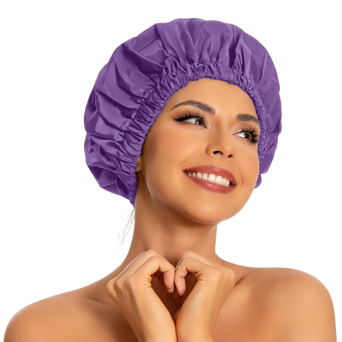 Edoneery Reusable Shower Caps for Women, Waterproof Long Hair Bonnet | Washable Design, Wide Elastic Band, Large Fit, Holds Long Hair, Braids Friendly, Bath Accessories, Spa, Travel