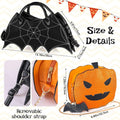 Hillban 3 Pcs Halloween PU Leather Bat Spider Web Shoulder Bag