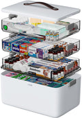 CTIME 3-Tier Medicine Organizer - Portable Medicine Cabinet with Handle | Multipurpose Medical Box, Pill Organizer, Empty First Aid Kit for Home