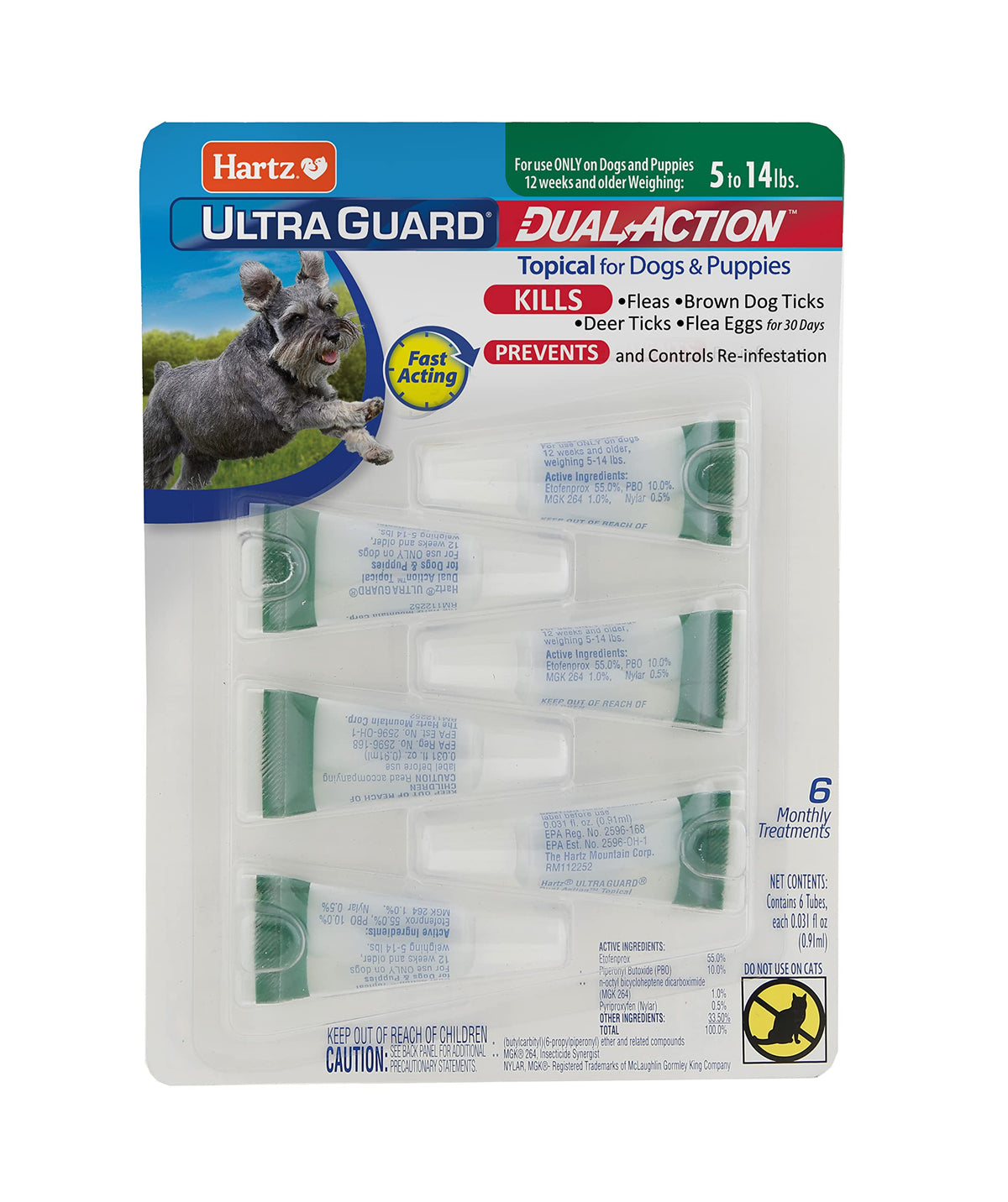 Hartz UltraGuard Dual Action Flea & Tick Topical Dogs & Puppies Treatment & Prevention, 6 Months, 60+ lbs