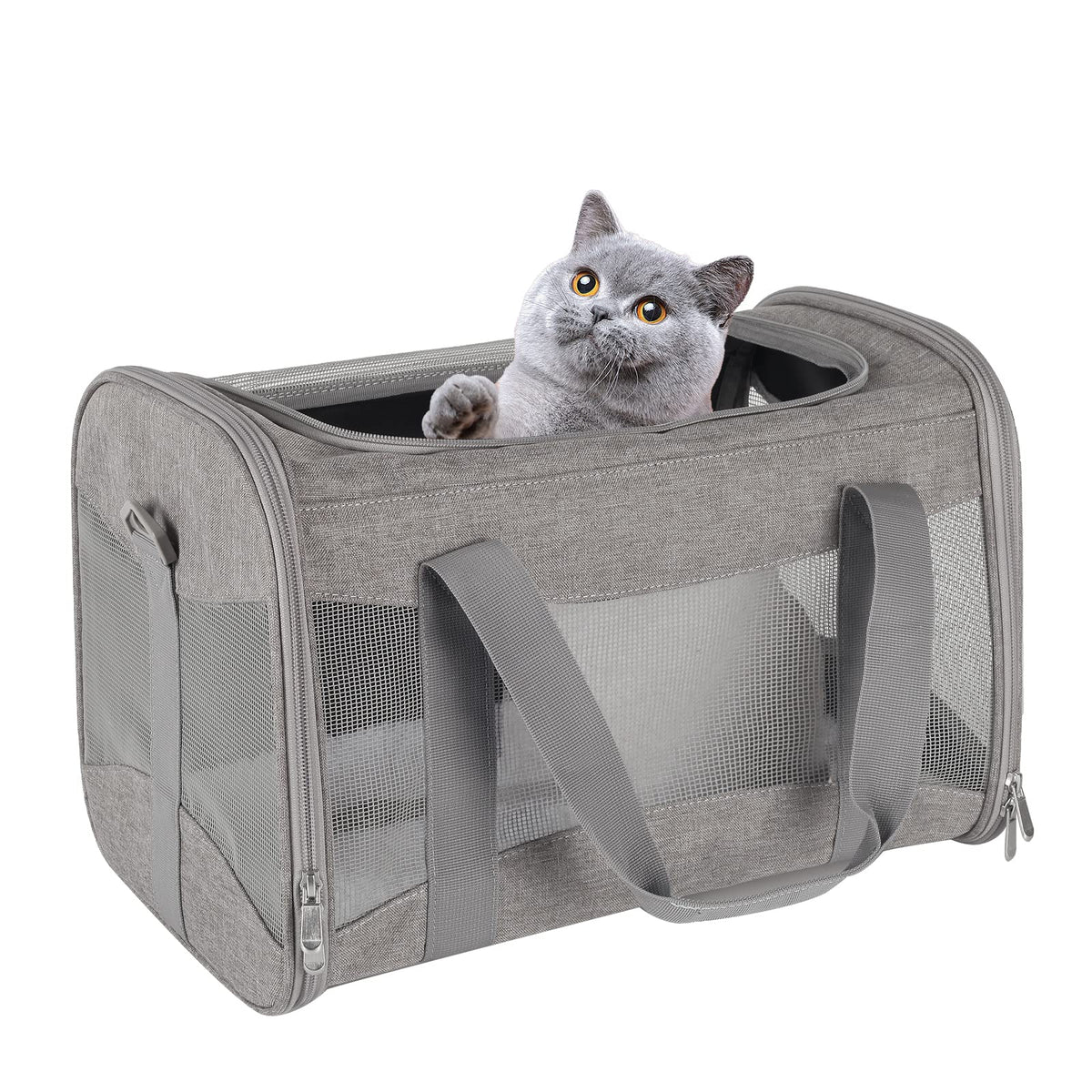 Cat Carrying Case - Pet Carrier Airline Approved, Protable and Breathable Pet Travel Carrier Removable Fleece Pad, Collapsible Cat Carrier Dog Carrier for Medium Cats Small Cats Dogs (Small, Pink)