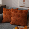 DFXSZ Fall Pillow Covers 18x18 2Pcs Rust Pumpkin Fall Decorations for Home | Fall decor Set of 2 Throw Pillow Cases Soft Plush Faux Fur Wool Couch Cushion for Chair Sofa Bedroom Living Room Home Decor
