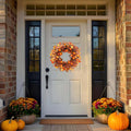 Fall Wreath 22 Inch Fall Wreaths for Front Door Autumn Pumpkin Wreaths with Orange Eucalyptus Leaves and Berries for Indoor Outdoor Thanksgiving Harvest Festival Celebrations