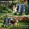 CANINE CANYON Scout Pet Stroller, Heavy Duty Dog Stroller for Large & Medium Dogs, Foldable Pet Stroller for 2 Dogs with All-Terrain Wheels, Storage Pocket & Cup Holder, 55 lbs Capacity, Grey