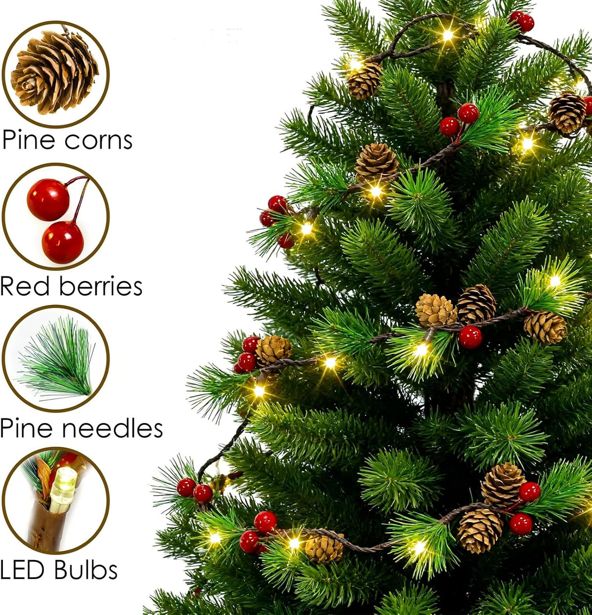 20LED Christmas Pine Cones String Lights Battery Operated