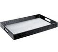 Home Redefined 17.5"x12" Gold Glossy Crocodile Faux Leather Serving Tray Beautiful Modern Elegant Decorative Tray with Handles Ottoman Coffee Table Tray for All Occasion's