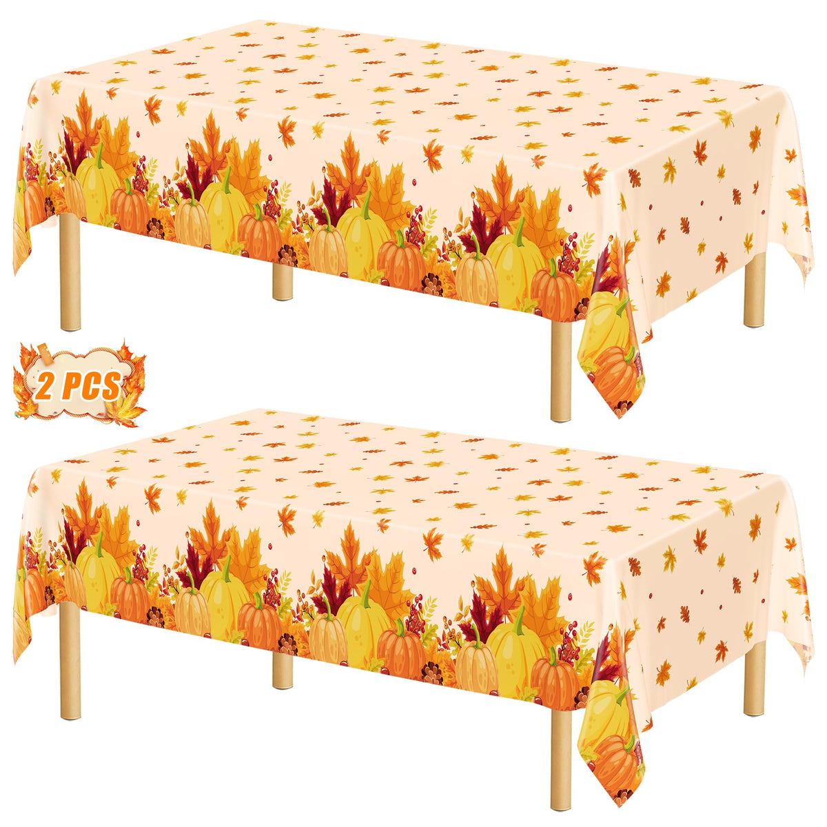 3 Pack Thanksgiving Tablecloths, 108" x 54" Disposable Turkey Table Cloth