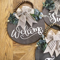 Welcome Sign for Front Door 12 in Wreath Decorations for All Seasons Brown