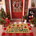 Tinideya 2 23.6 X 35.4 Inches Plaid Ghost Red Brown | Layered Coir Doormat Set, Non Slip Backing for Outdoor Entryway, Buffalo Plaid Seasonal Design, Front Porch Home Decor