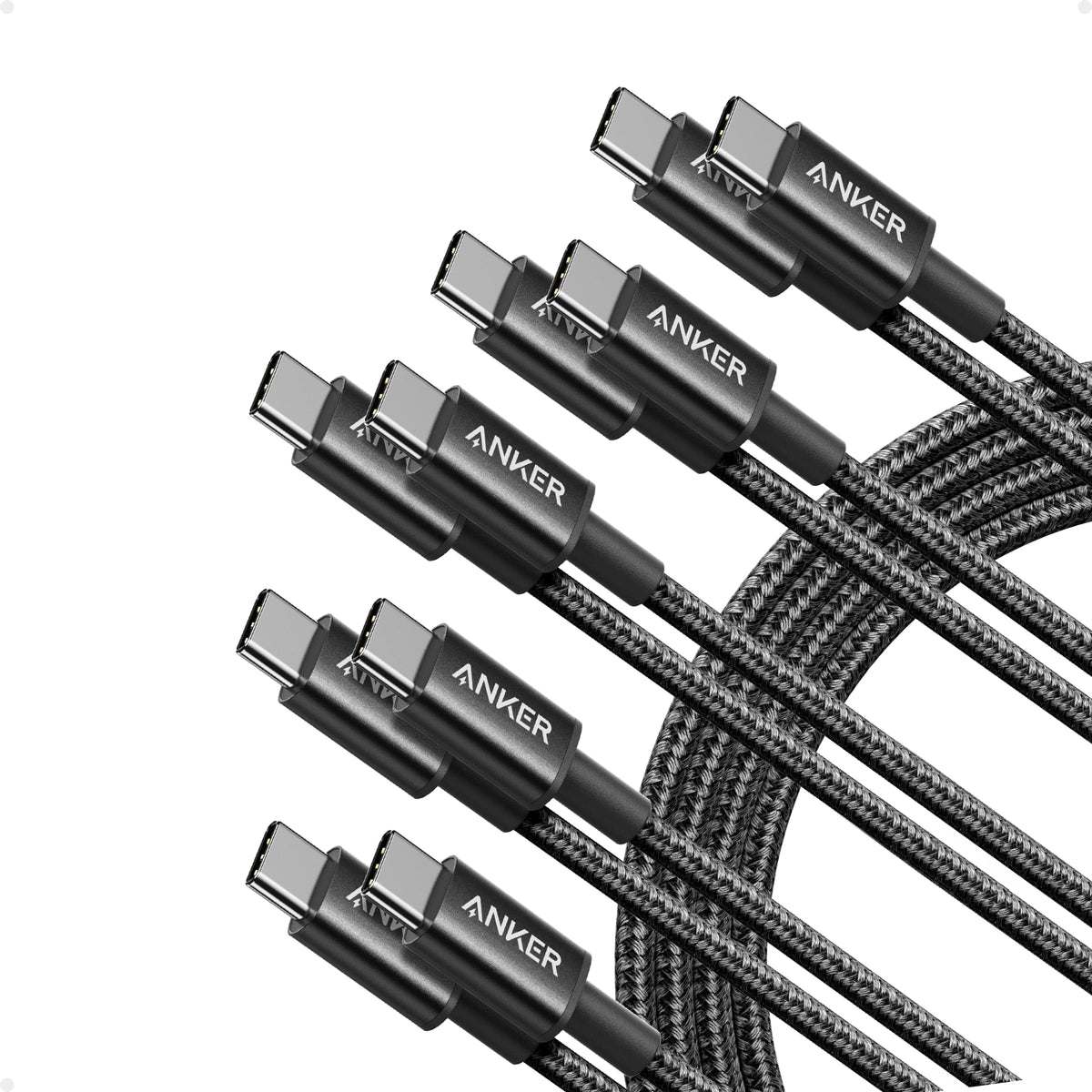 Anker USB C to USB C Cable, 60W Fast Charging Cable (2-Pack, 6 ft, Black)