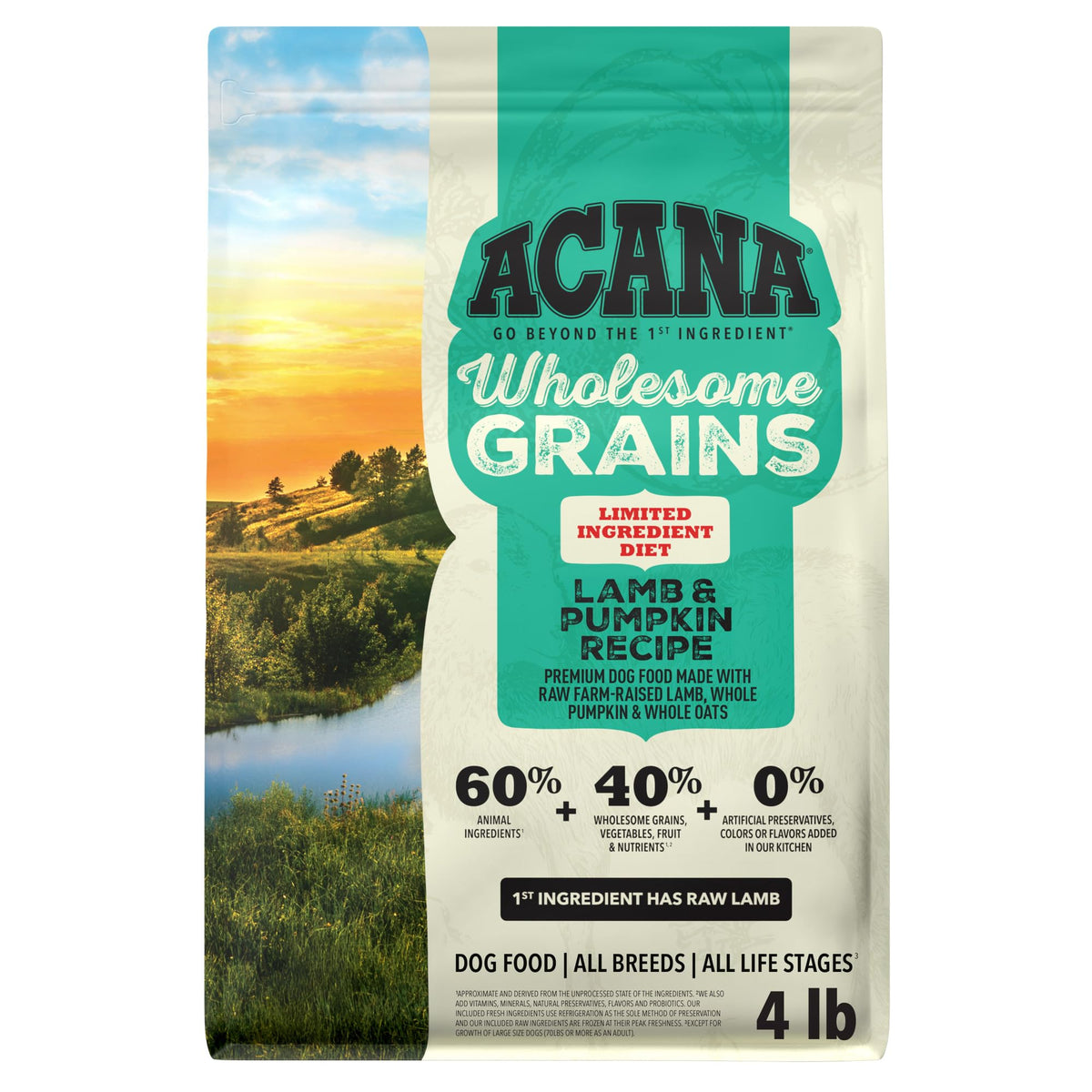 ACANA Wholesome Grains Dry Dog Food Red Meat & Grains Beef Pork & Lamb Recipe 22.5lb Bag
