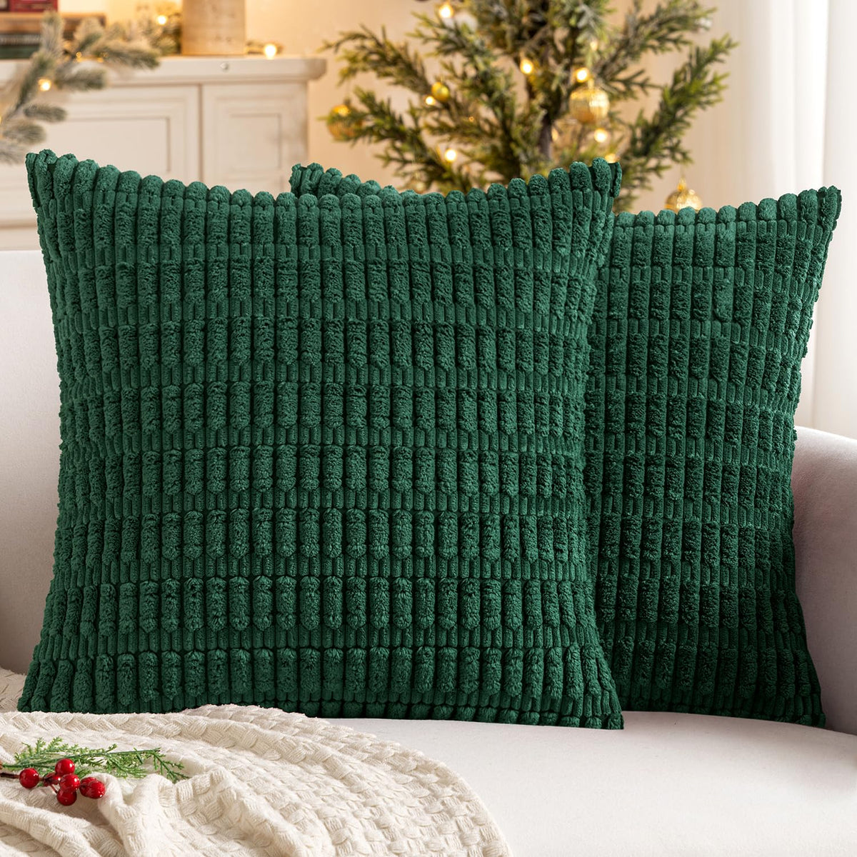 MIULEE Fall Decorative Throw Pillow Covers 18x18 Dark Rust Pack of 2