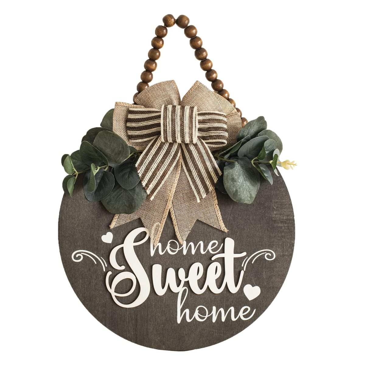 Welcome Sign for Front Door 12 in Wreath Decorations for All Seasons Brown