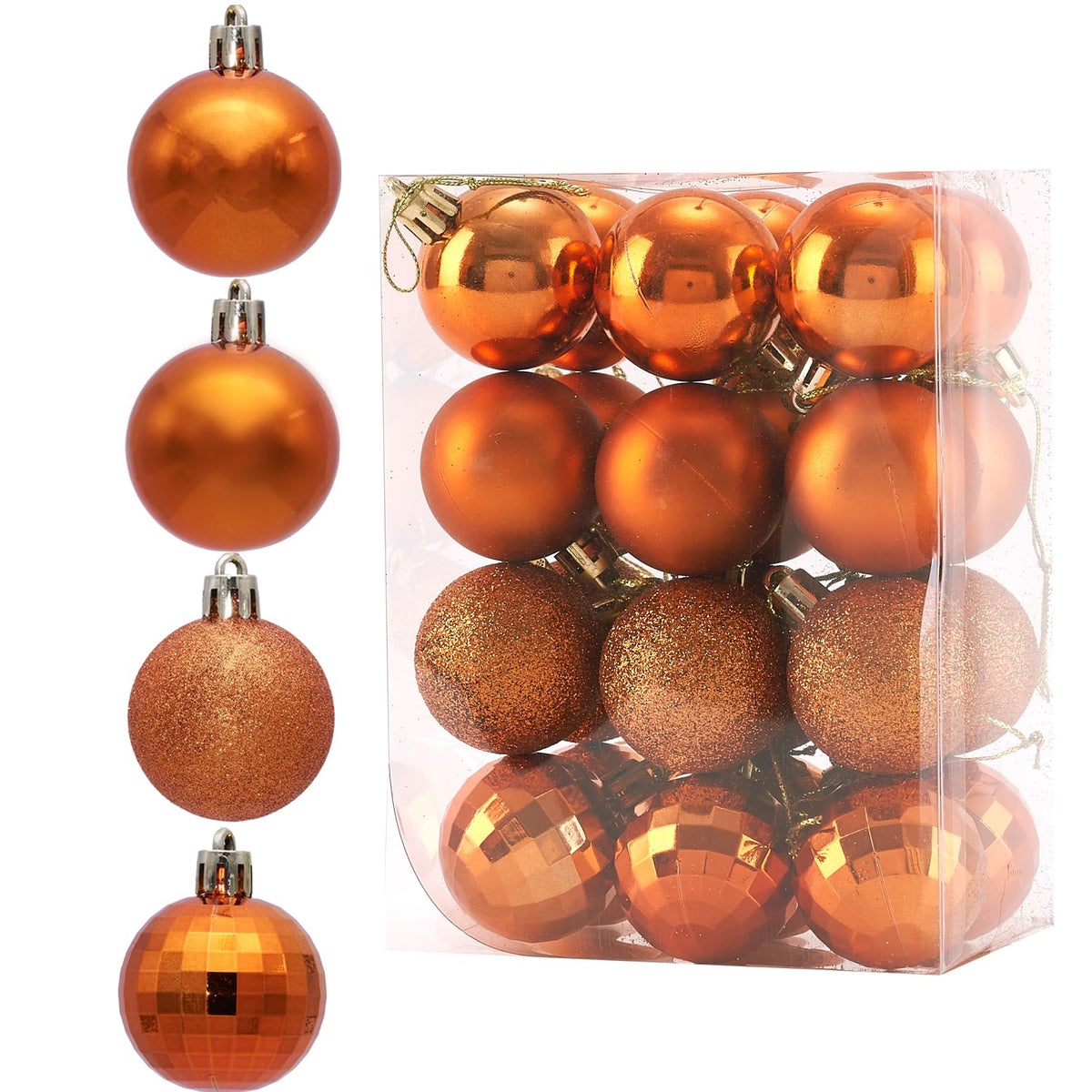 Diahom Christmas Ball 24ct 1.57 Inches Gold Mini Xmas Hanging Ornaments