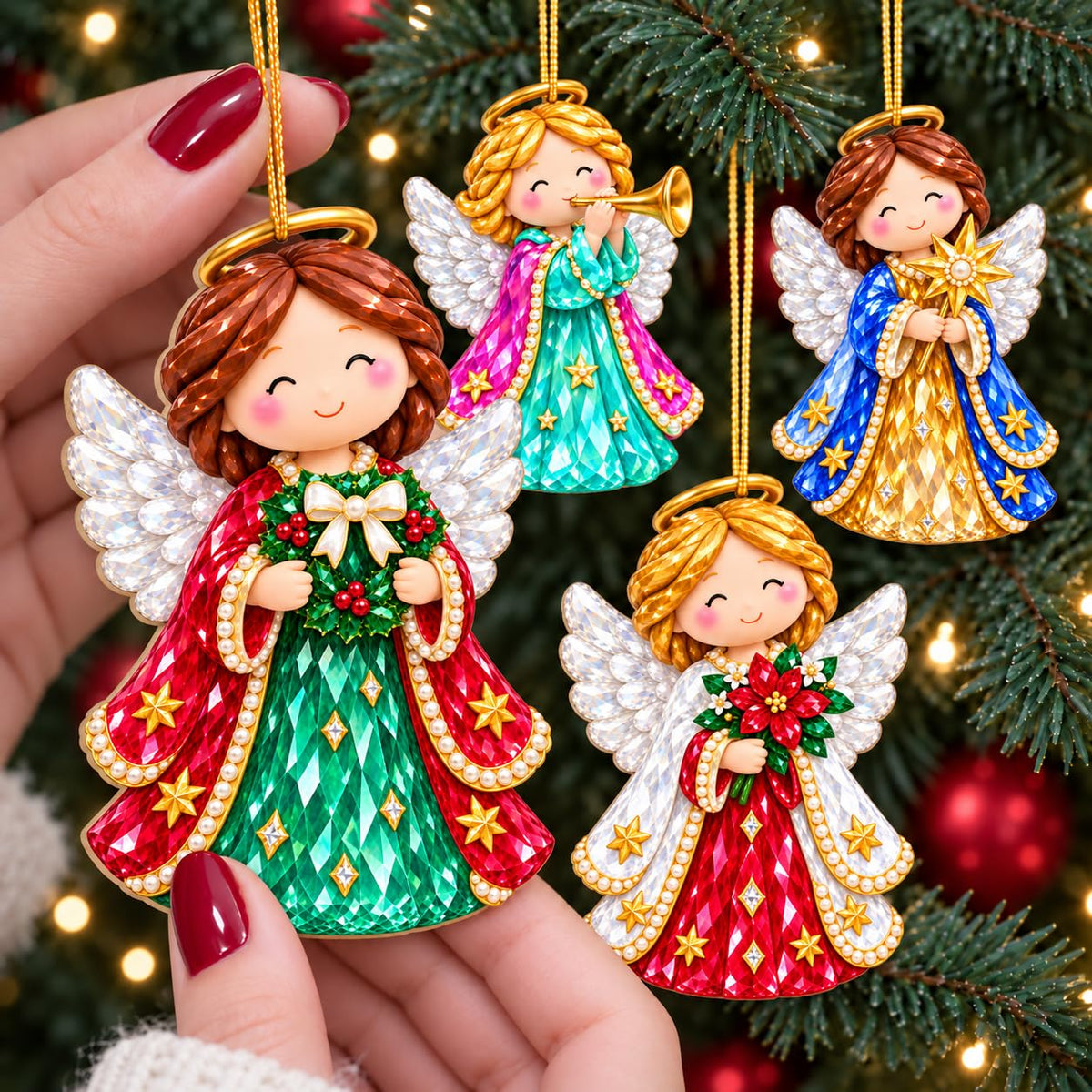 18Pcs Colorful Angel Christmas Ornaments