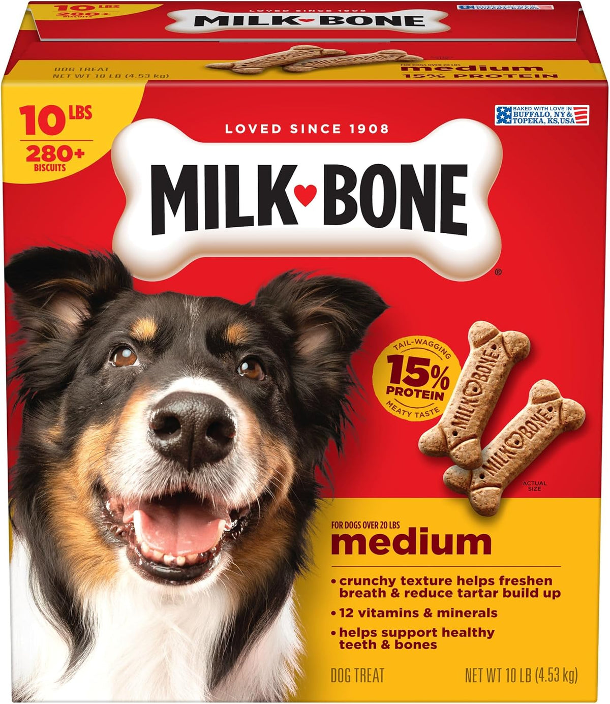 Milk-Bone Crunchy Medium Dog Treats, 10 Lb. Box, Original Beef Flavor