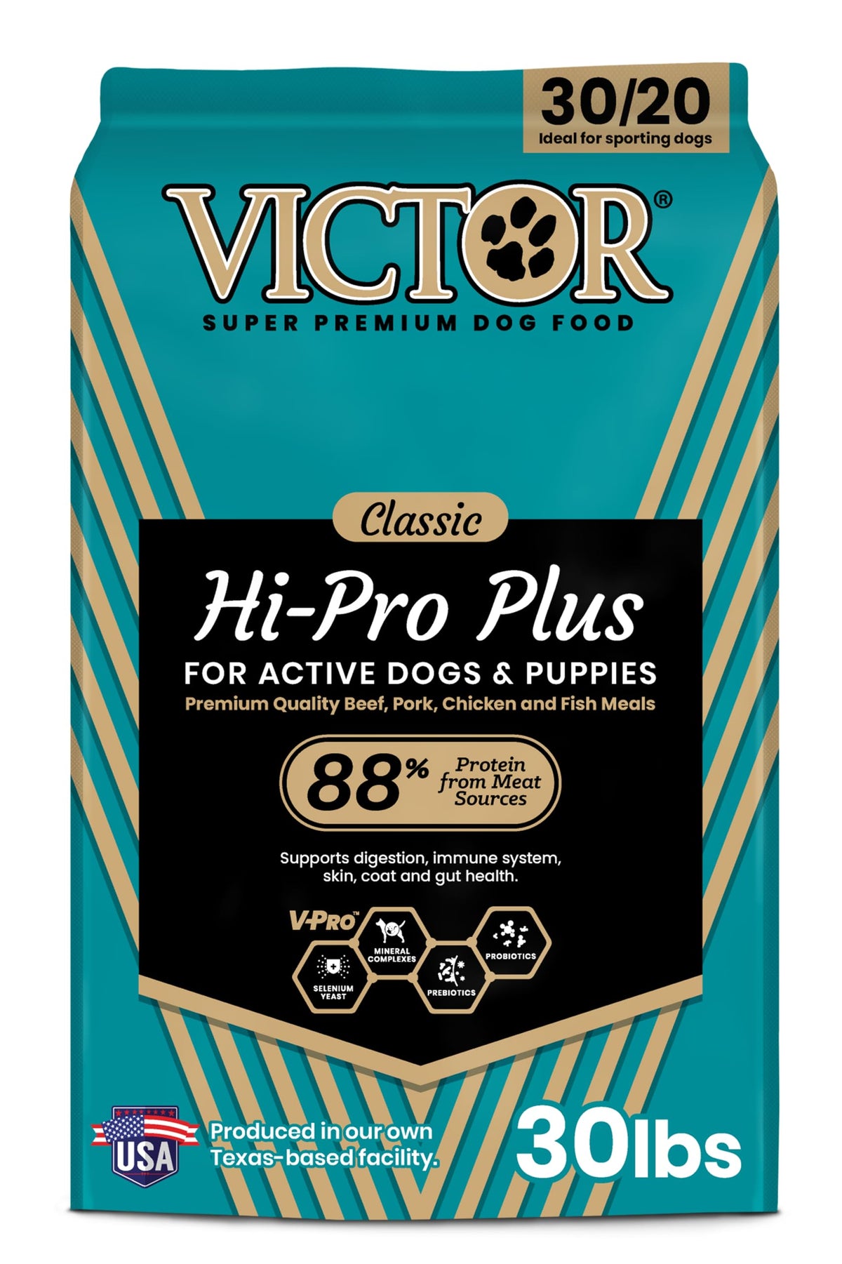 VICTOR Super Premium Dog Food – Hi-Pro Plus Dry Kibble – High Protein Dog Food with 30% Protein – Beef, Chicken, Pork, Fish Meals, Gluten Free - for High Energy and Active Dogs & Puppies, 40lbs