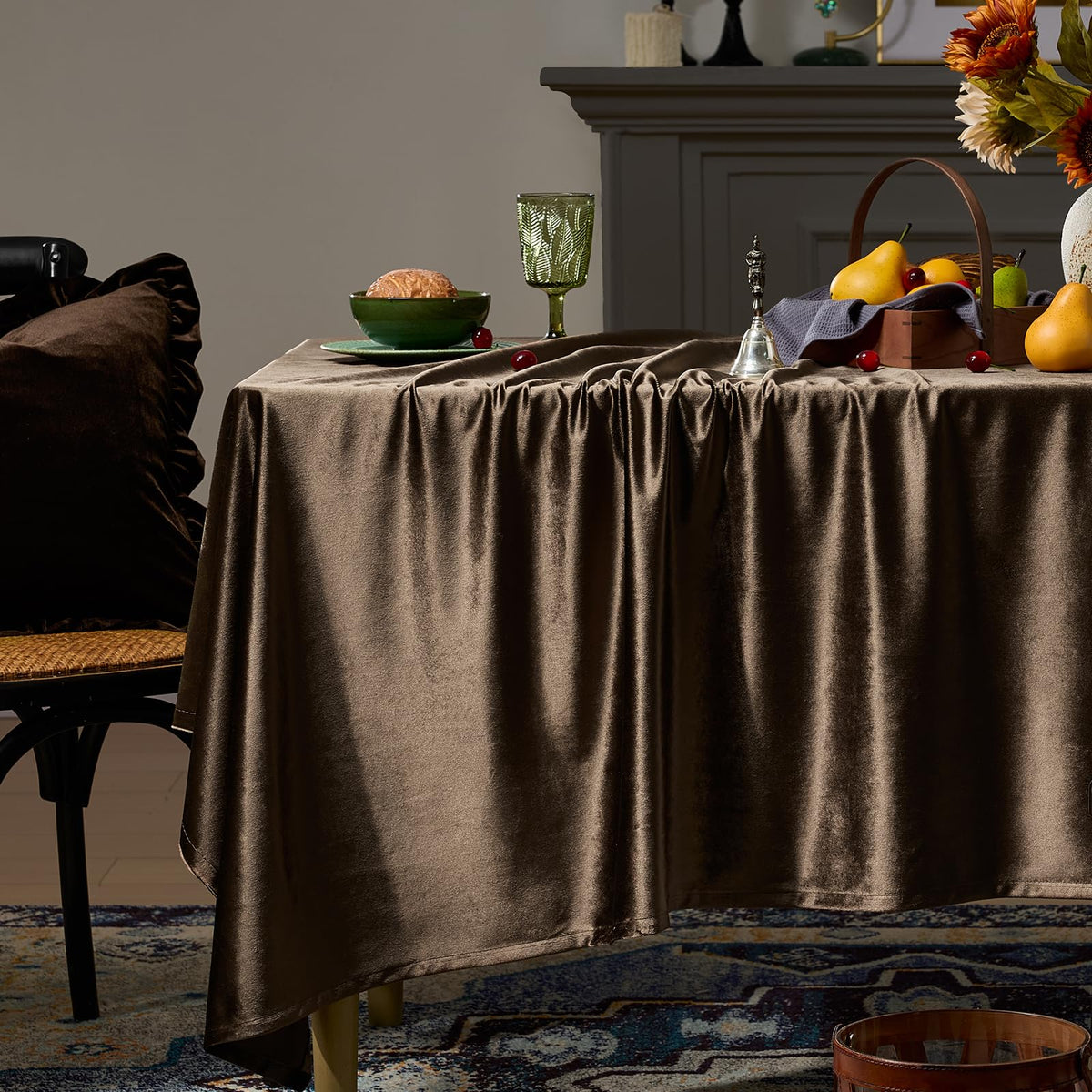 Christmas Gold Velvet Table Cloth Rectangle Table Fall French Table Cloth