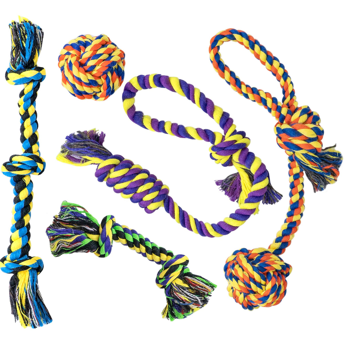 SHARLOVY Large Tough Chew Toys for Aggressive Chewers Large Breed,Heavy Duty Dental Rope Toys Kit for Medium Dogs,5 Knots Indestructible Cotton Puppy Teething Chew Tug Toy Set of 9