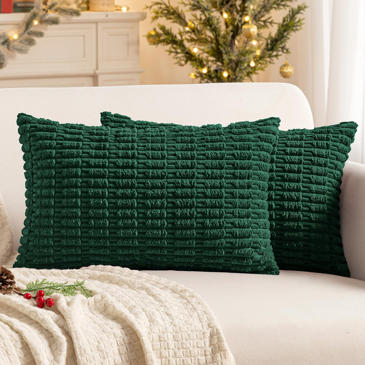 MIULEE Fall Decorative Throw Pillow Covers 18x18 Dark Rust Pack of 2