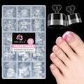 UNA GELLA French Toe Nail Press Ons, Pre-Etched 15 Sizes Sharp Square Berry Pink 180Pcs Press On Toenails False Toes Soft Gel Square Full Cover Fake Toenails for Nail Extensions DIY Salon Pedicure