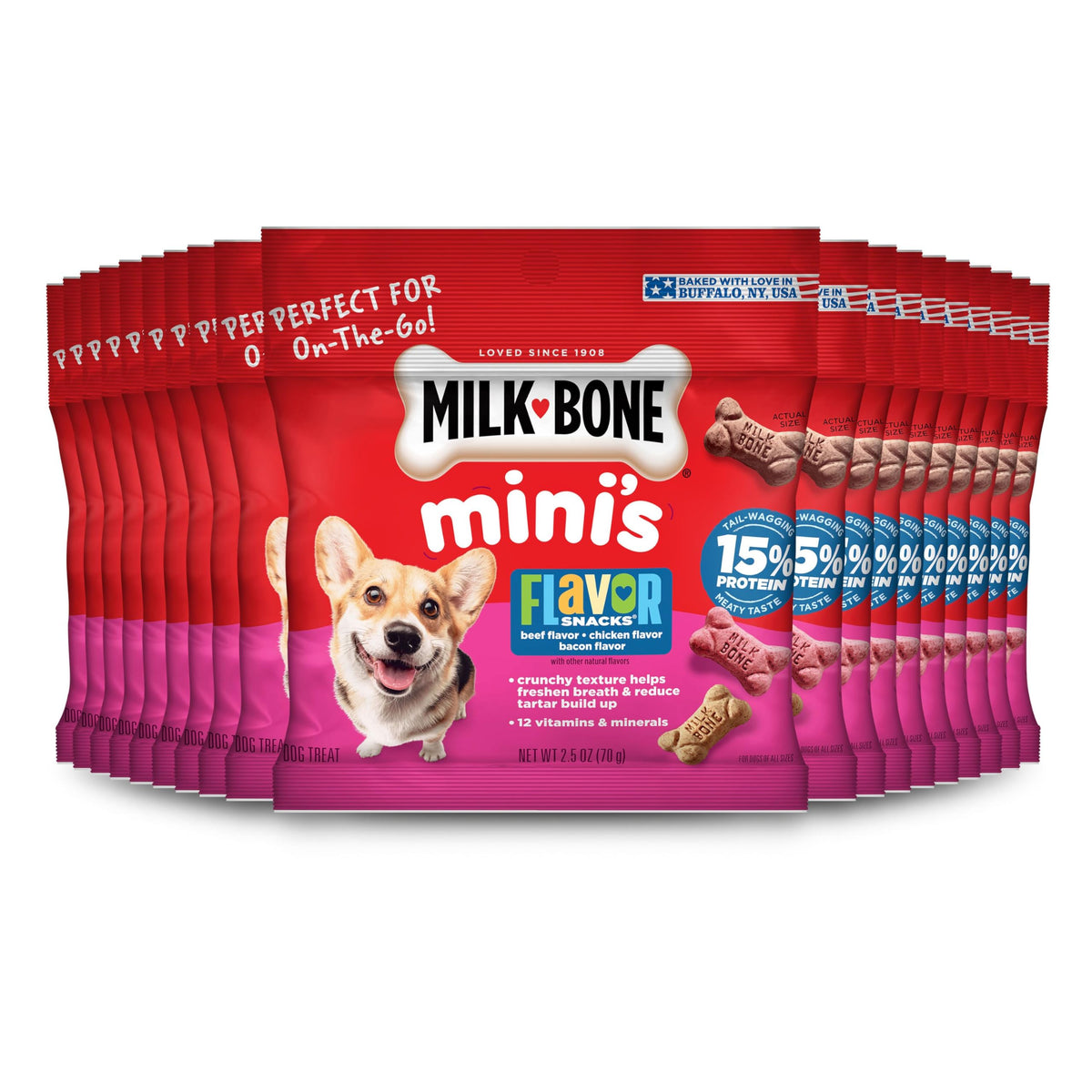 Milk-Bone Flavor Snacks Mini’s Dog Biscuits, Flavored Crunchy Dog Treats, 36 Oz. Canister