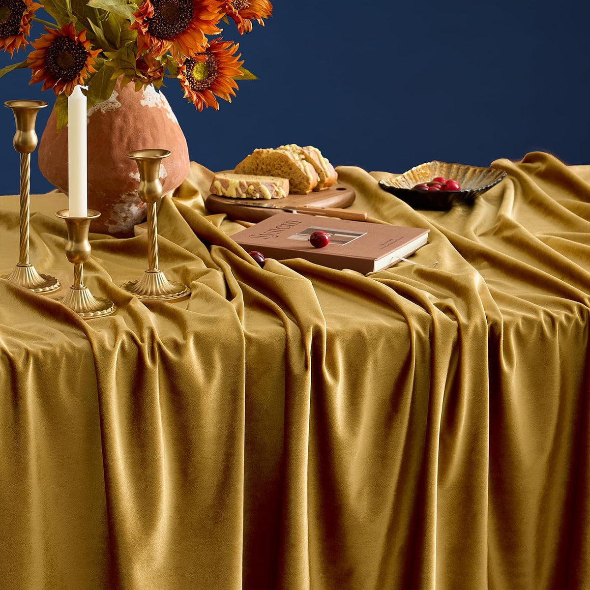 Christmas Gold Velvet Table Cloth Rectangle Table Fall French Table Cloth