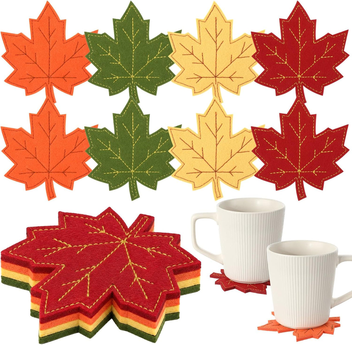 8 Thanksgiving Coasters Handmade Coasters, Leaf