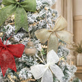 12Pcs Christmas Burlap Bows, 6.9 Inch Rustic Farmhouse Ornaments