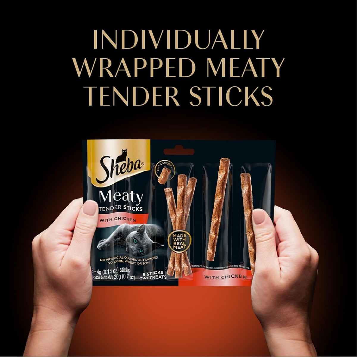 Sheba Meaty Tender Sticks Cat Treats Chicken, Tuna Flavor, or Salmon Flavor, 0.14 oz., 70 Count