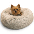 Best Friends by Sheri The Original Calming Donut Dog Bed for Large Dogs up to 100 lbs, Shag Faux Fur, Taupe, Large, 36" x 36"