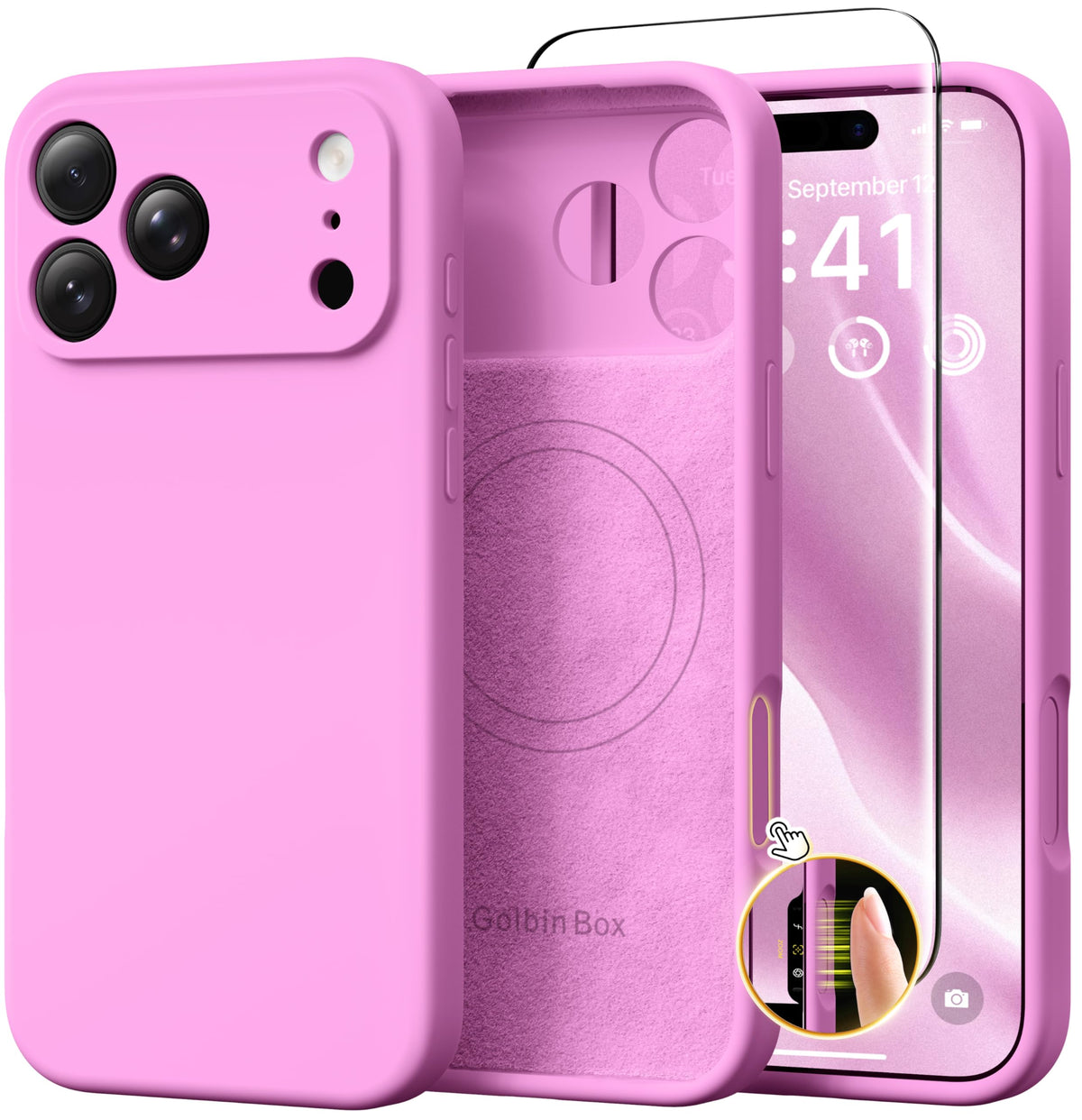 GolbinBox Magnetic for iPhone 16 Pro Max Case, Silicone Cover, Chalk Pink